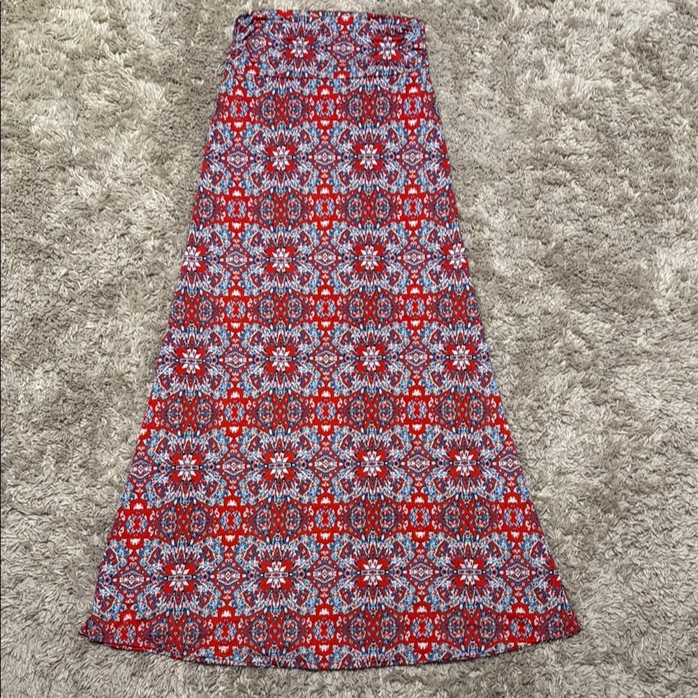 Gilli Red and Blue Maxi A-Line Skirt